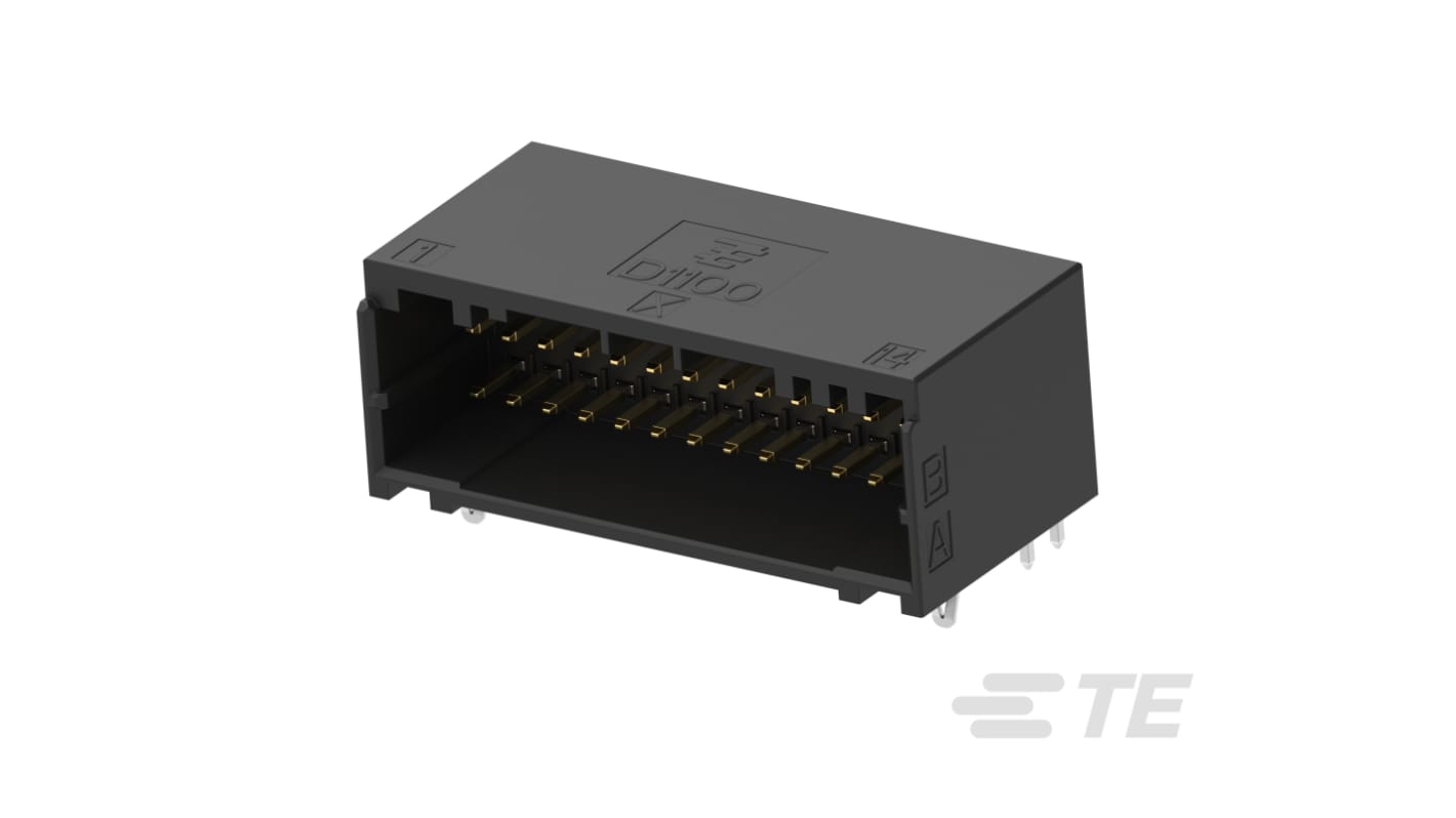 TE Connectivity Dynamic 1000 Series Horizontal Board Mount PCB Header, 28 Contact(s), 2mm Pitch, 2 Row(s), Shrouded