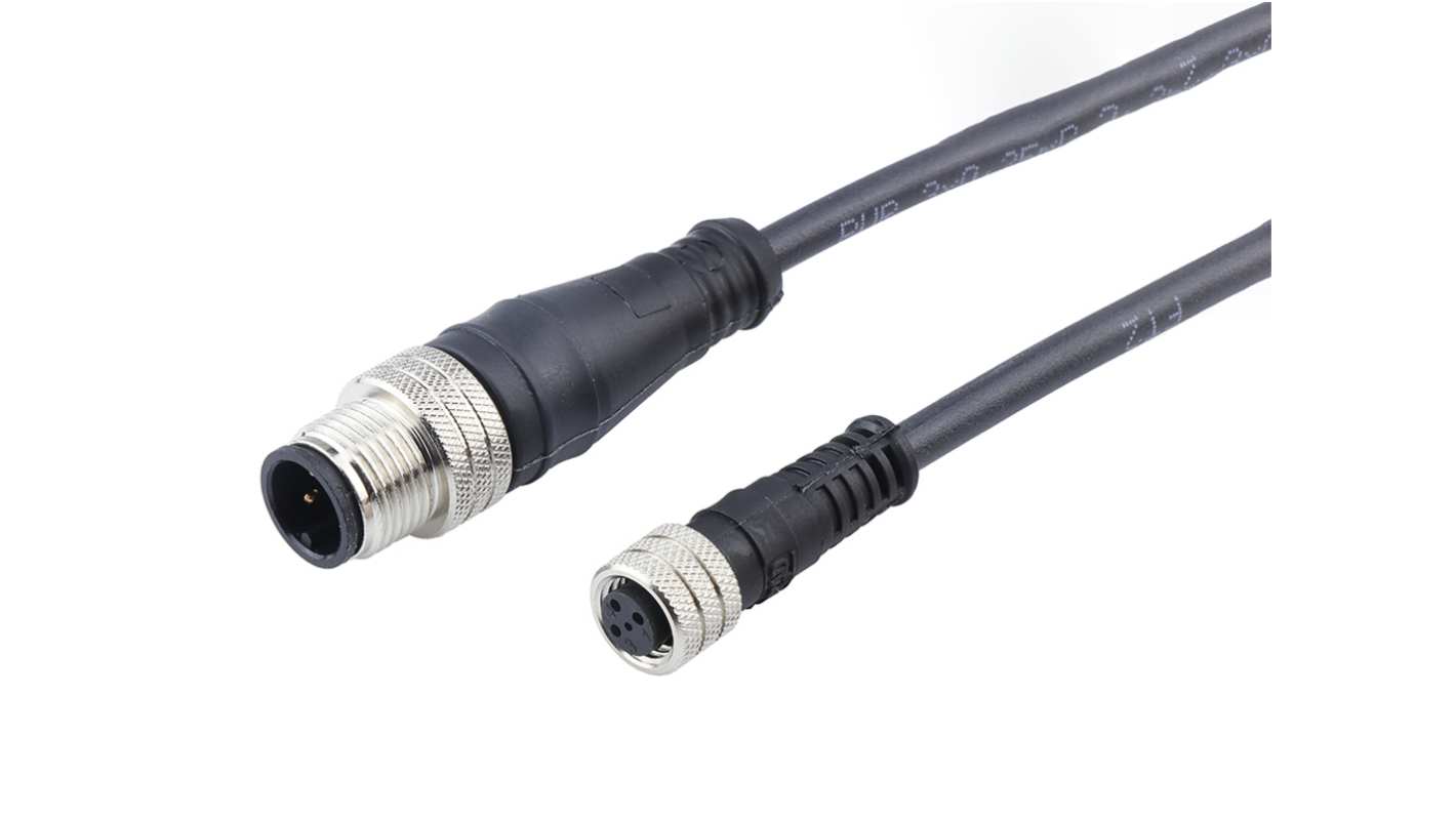 Molex Straight Female M8 to Straight Male M12 Cordset, 1m