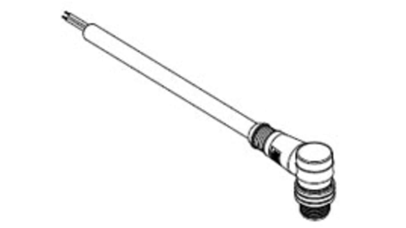 Molex Right Angle Female M12 to Pigtail Cordset, 10m