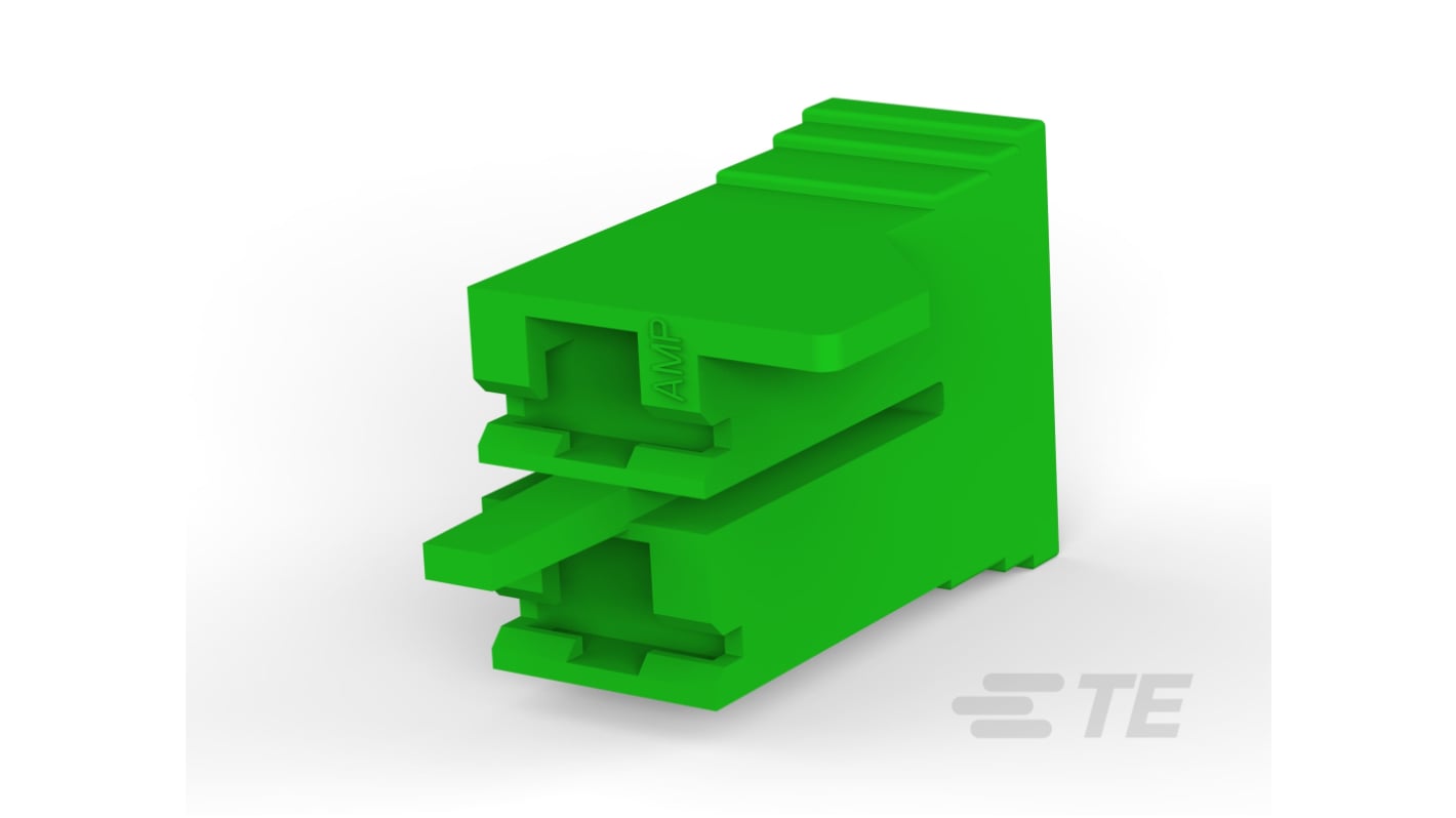 TE Connectivity, FASTON 250 HSG 2 Way Nylon 66 Crimp Terminal Housing, Green