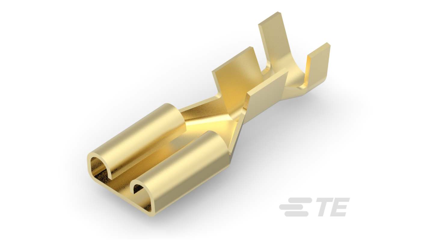 TE Connectivity, FASTON 250 1 Way Brass Crimp Terminal Housing, 6.35mm Tab Size, Gold