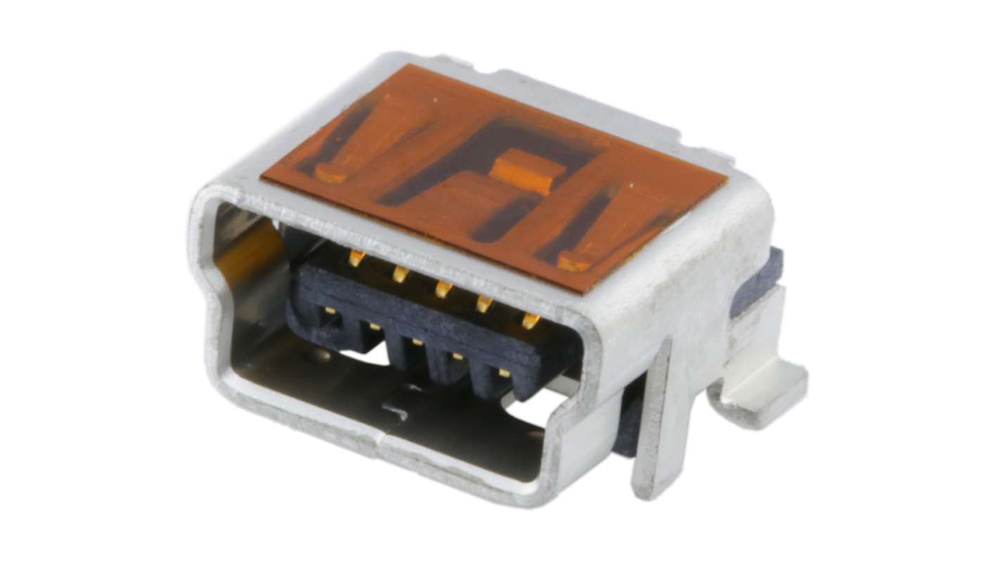 Molex Right Angle, Top Mount, Receptacle- Single Port Type Mini B 2.0 USB Connector