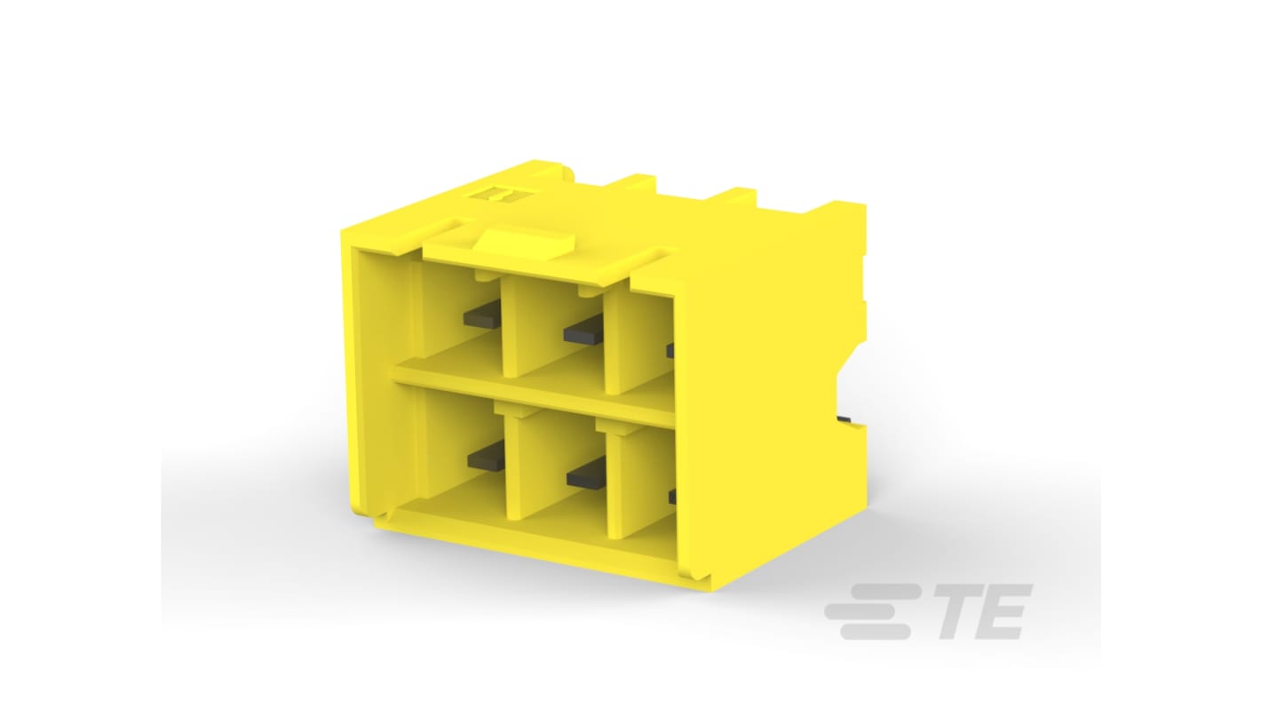 TE Connectivity 3-1376 Series Vertical Board Mount PCB Header, 6 Contact(s), 5mm Pitch, 2 Row(s), Shrouded