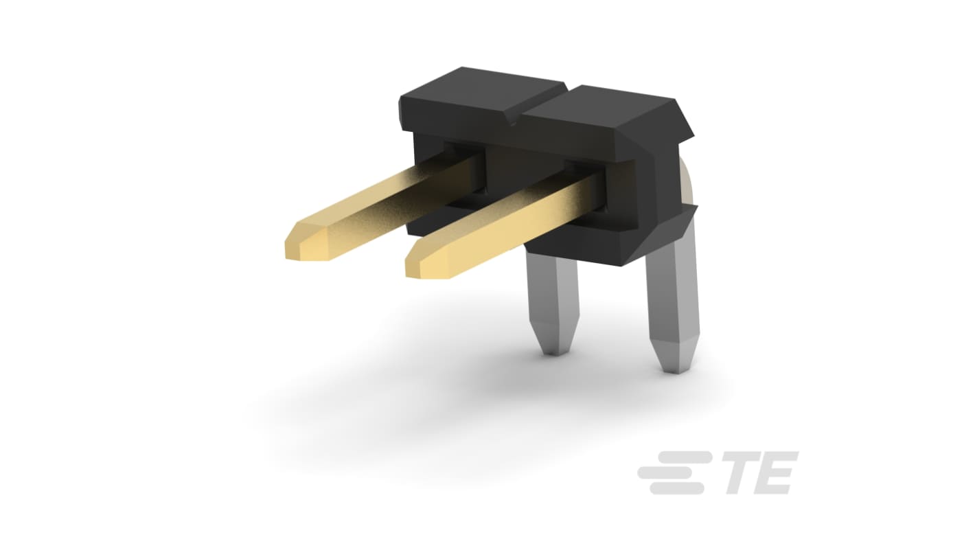 TE Connectivity AMPMODU Series Right Angle PCB Mount PCB Header, 2 Contact(s), 2mm Pitch, 1 Row(s), Unshrouded
