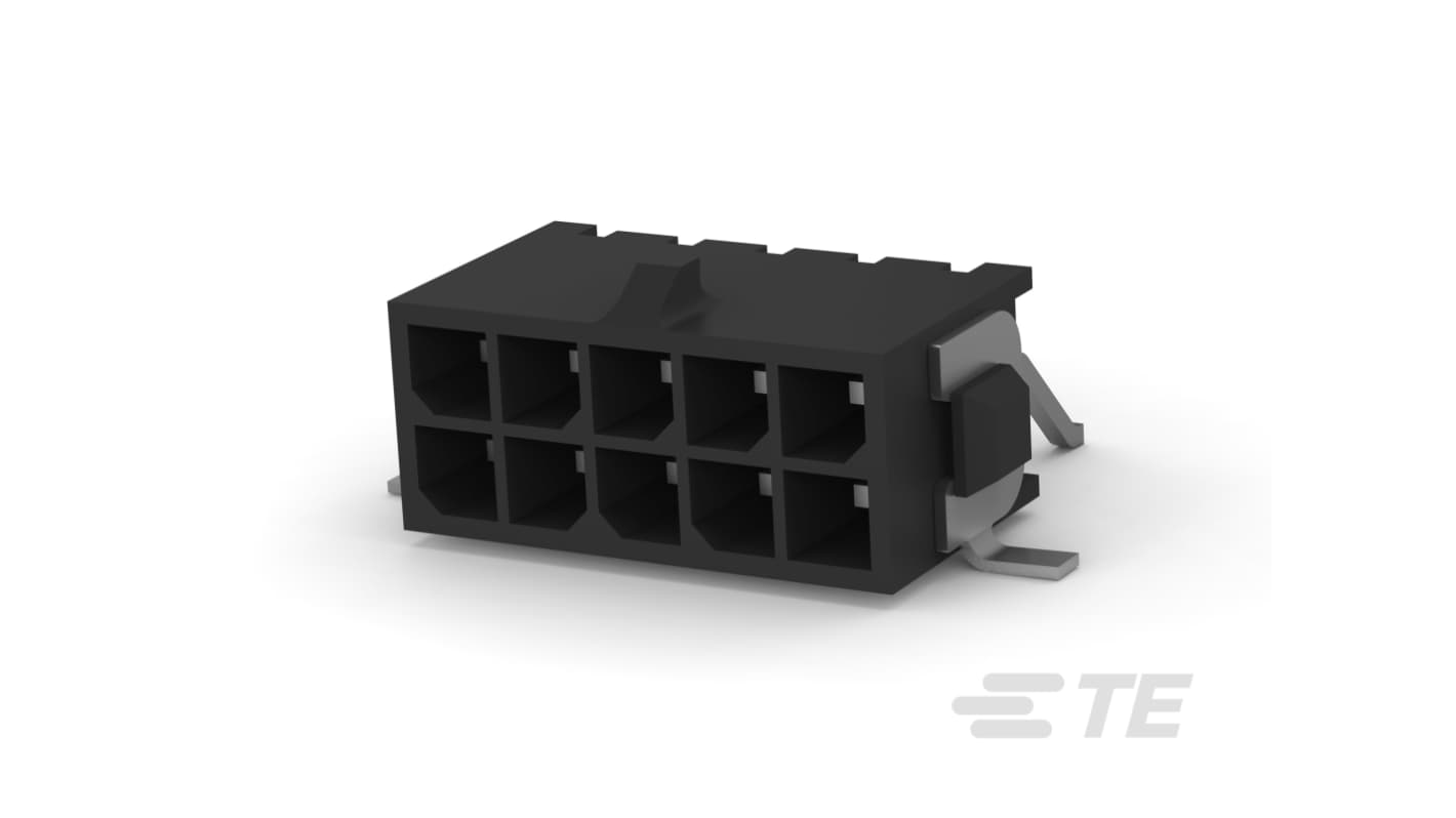 TE Connectivity MATE-N-LOK Series Right Angled Board Mount PCB Header, 10 Contact(s), 3mm Pitch, 2 Row(s), Shrouded