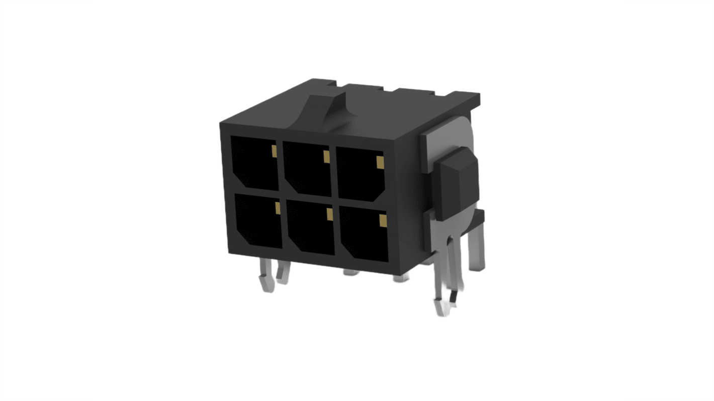 TE Connectivity MATE-N-LOK Series Right Angled Board Mount PCB Header, 6 Contact(s), 3mm Pitch, 2 Row(s), Shrouded