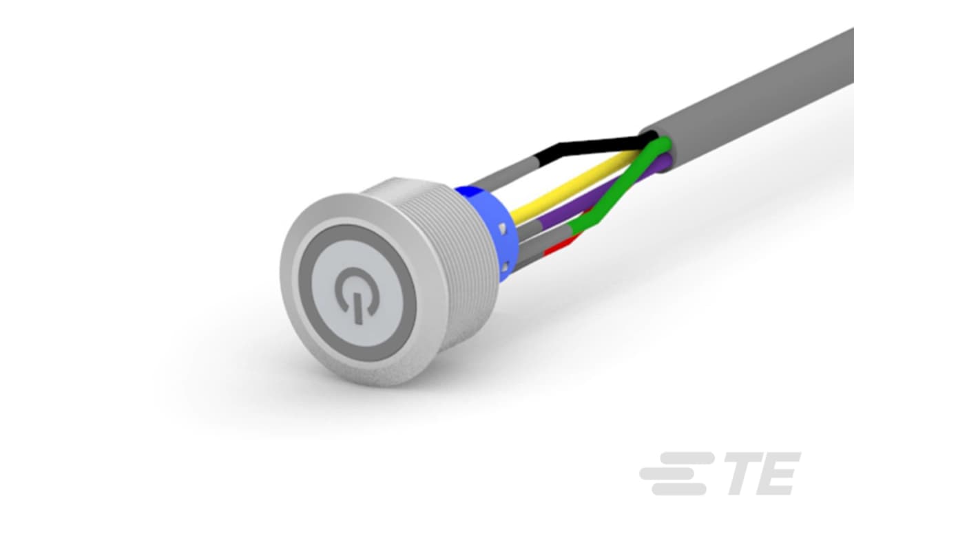 TE Connectivity Alcoswitch AV25 Series Illuminated Push Button Switch, On-Off, Bushing, SPST, 250V, IP67
