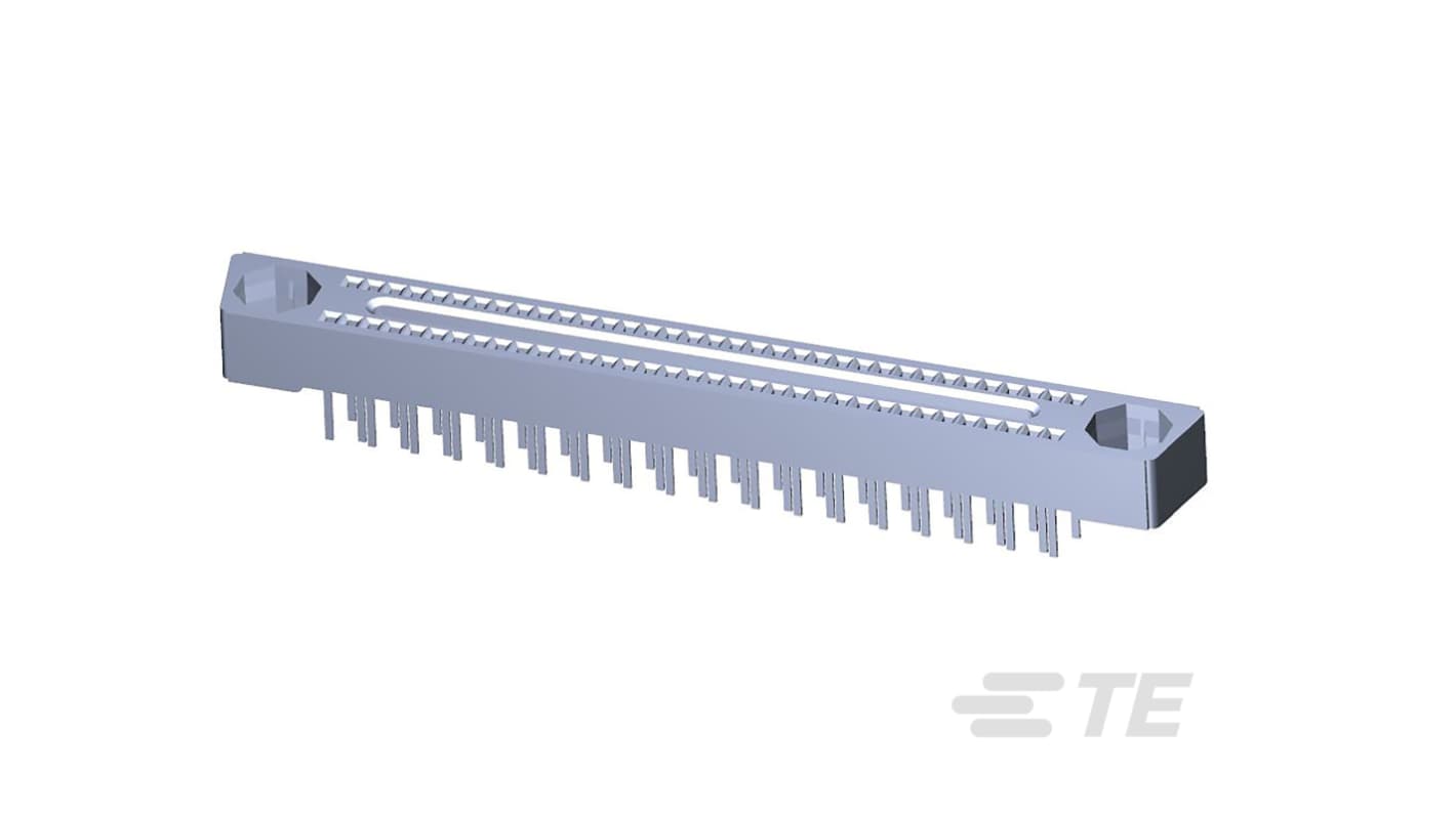 TE Connectivity 53074 Series Vertical Board Mount PCB Socket, 100-Contact, 2-Row, 1.27mm Pitch, Through Hole Termination