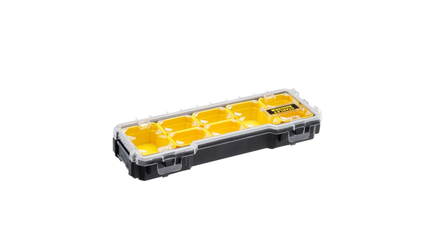 DeWALT 1/3格零件收纳盒, 43.2cm x 26.7cm x 6.4cm, 可调储物格, 塑料, 黑色，黄色