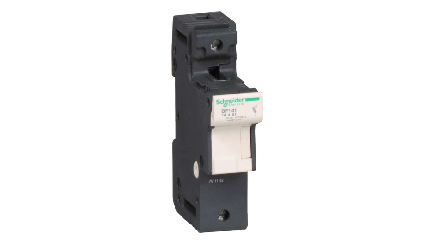 Schneider Electric 保险丝座, 14 x 51mm尺寸, 50A, 690V 交流, 导轨安装, 1P, DIN 35 mm导轨, DF14系列