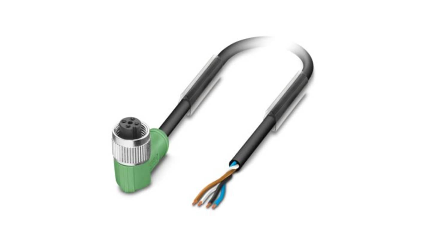 Phoenix Contact Right Angle 4 way M12 Sensor Actuator Cable, 5m
