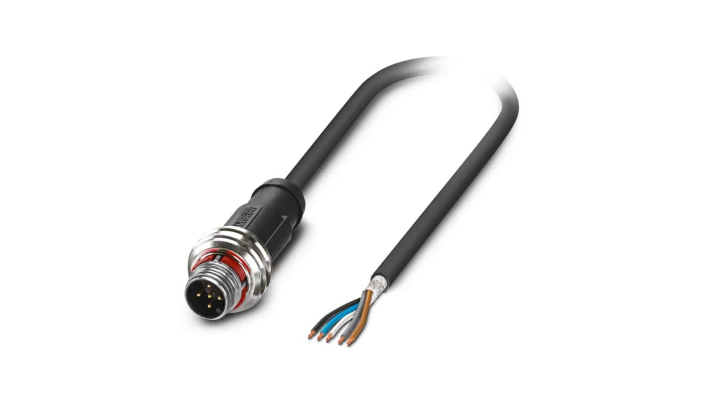 Phoenix Contact Straight Male 5 way M12 to Straight Male 5 way M12 Sensor Cable, 10m