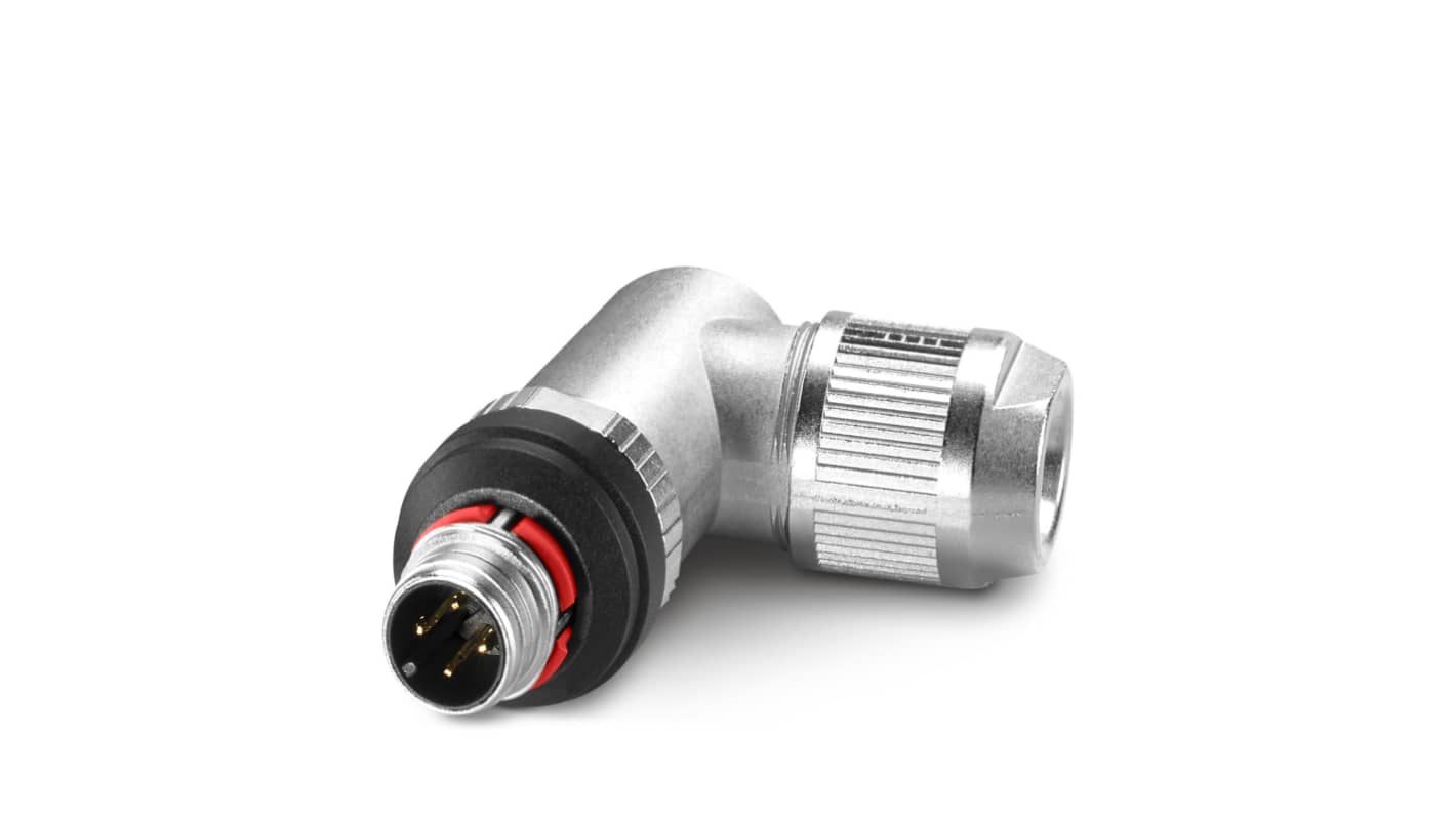 Phoenix Contact Industrial Circular Connectors, 4 Contacts, M12 Connector, Plug, Male, SACC Series