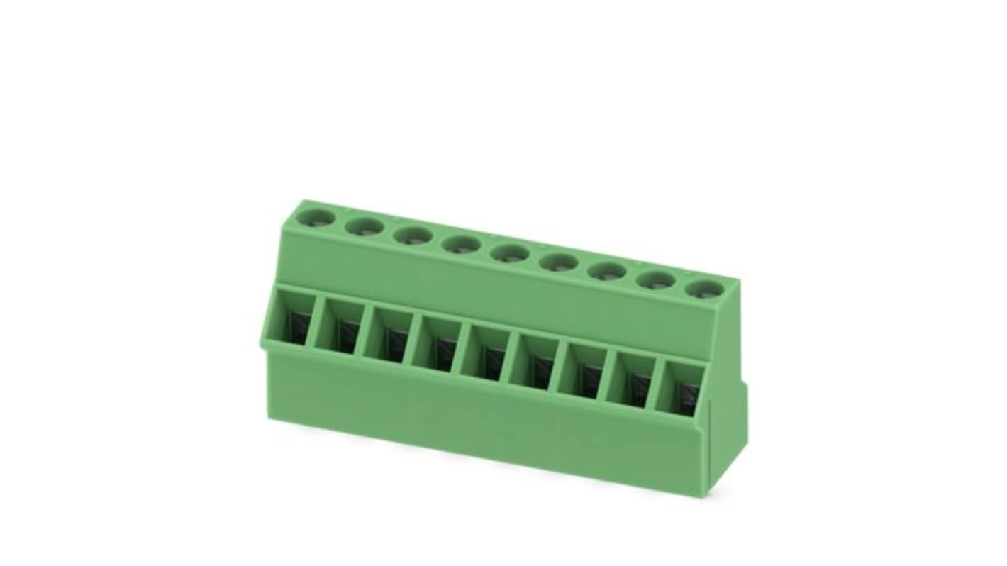 Phoenix Contact SMKDS 2 Series PCB Terminal Block, 9-Contact, 5.08mm Pitch, Wave Soldering, 1-Row, Screw Termination