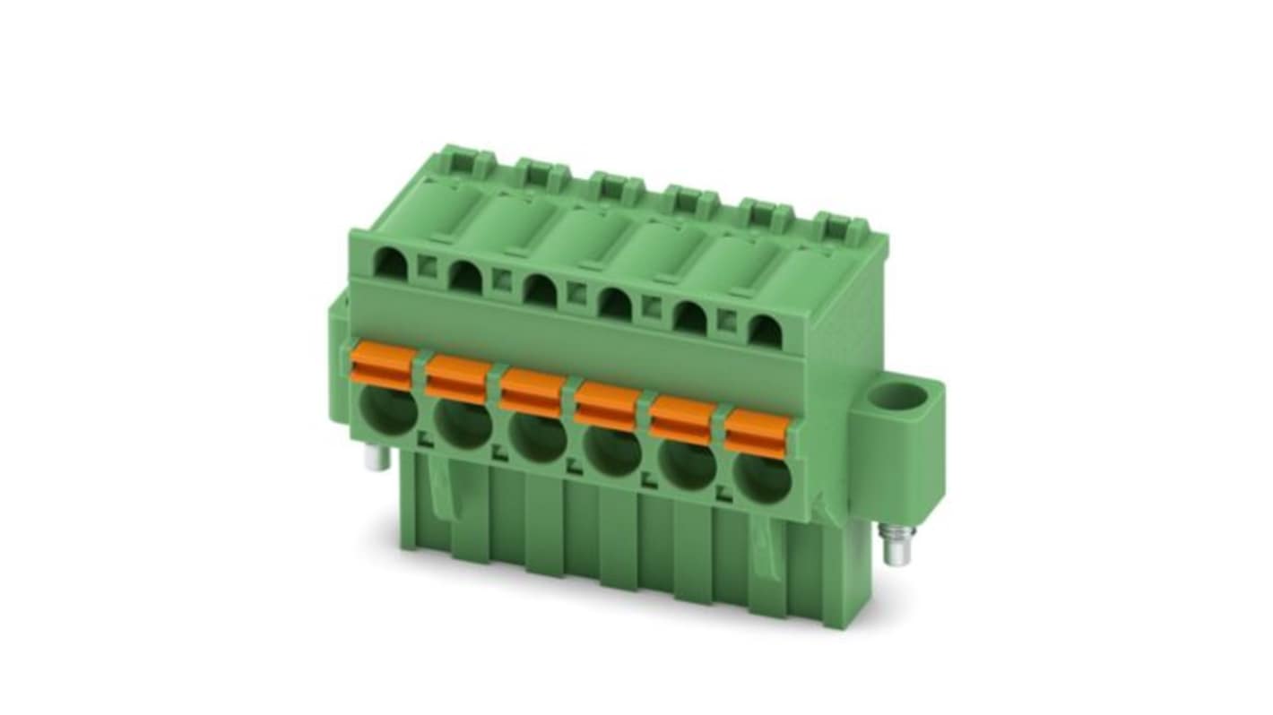 Phoenix Contact FKCVR Series PCB Connector, 6-Contact, 5.08mm Pitch, Screw, 1-Row, Push In Spring Termination