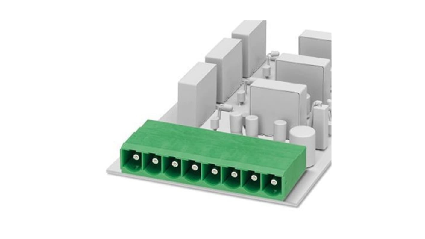 Phoenix Contact PC Series Straight Wave Soldering PCB Header, 8 Contact(s), 10.16mm Pitch, 1 Row(s), Shrouded