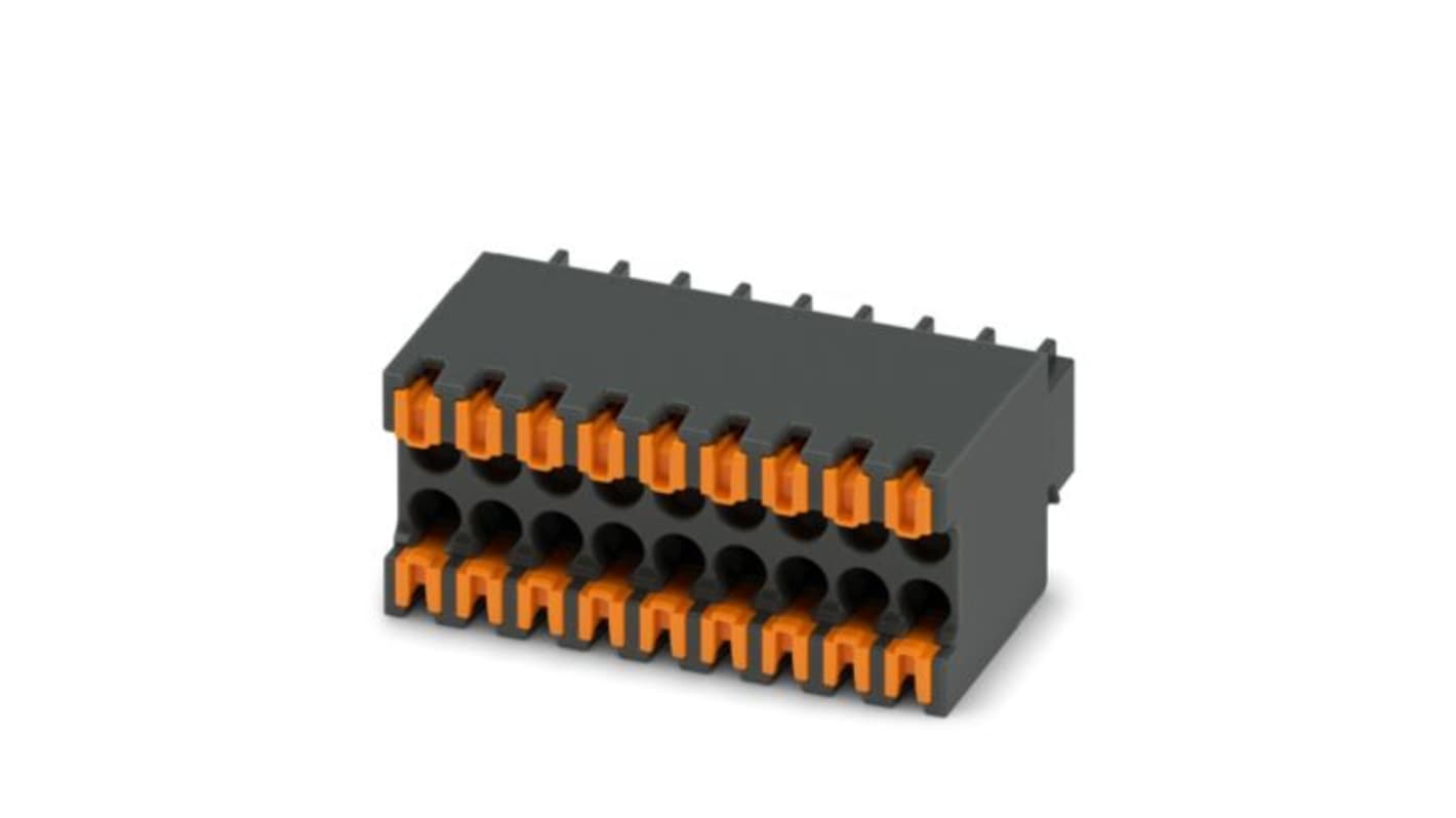 Phoenix Contact DFMC Series PCB Connector, 18-Contact, 2.54mm Pitch, 1-Row, Push In Spring Termination