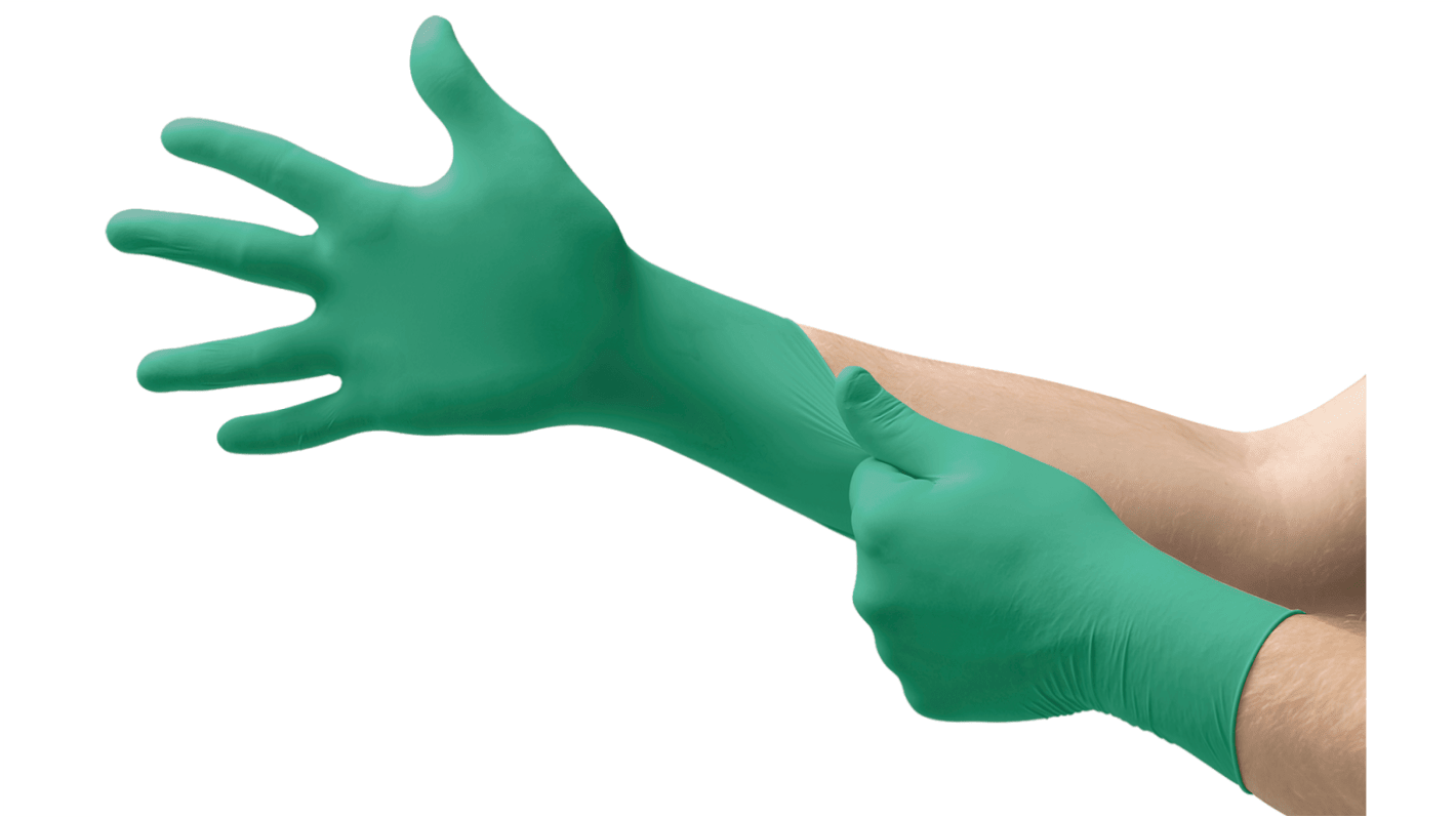 Ansell Puderfrei Einweghandschuhe aus Nitril puderfrei, lebensmittelecht Grün, EN ISO 374-1, EN ISO 374-5, ISO 18889