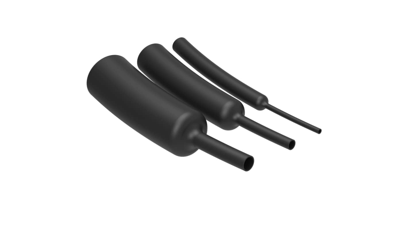 TE Connectivity Adhesive Lined Heat Shrink Tubing, Black 6mm Sleeve Dia. x 1.2m Length 0.125 Ratio, RNF-3000 Series