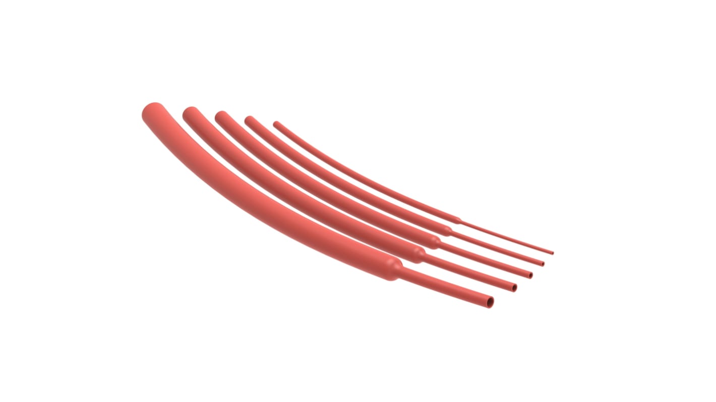 TE Connectivity Heat Shrink Tubing, Red 9.5mm Sleeve Dia. x 1.2m Length 8.40 Ratio, RNF-100 Series