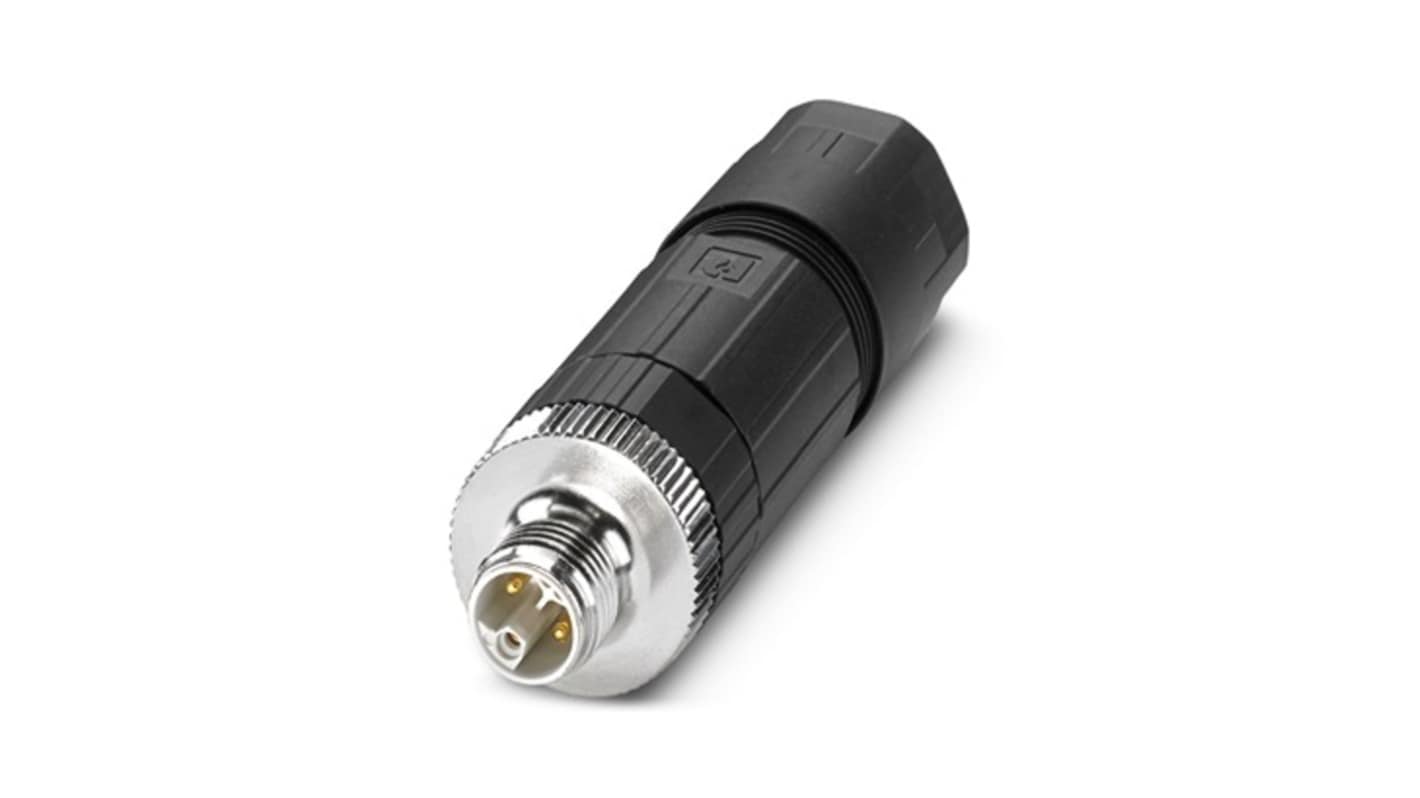 Phoenix Contact Connector, 5 Contacts, Thread Mount, M12 Connector, Plug, Male, IP67, SACC Series