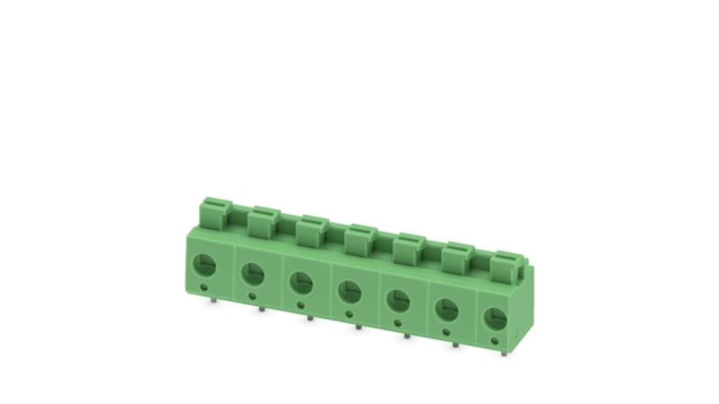 Phoenix Contact PTS Series PCB Terminal Block, 7-Contact, 7.5mm Pitch, Wave Soldering, 1-Row, Push In Spring Termination