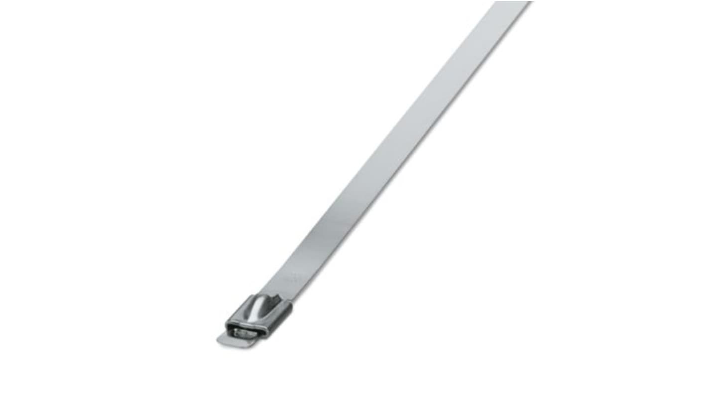 Phoenix Contact Cable Ties, Steel Strip, 360mm x 4.8 mm, Silver Stainless Steel, Pk-100