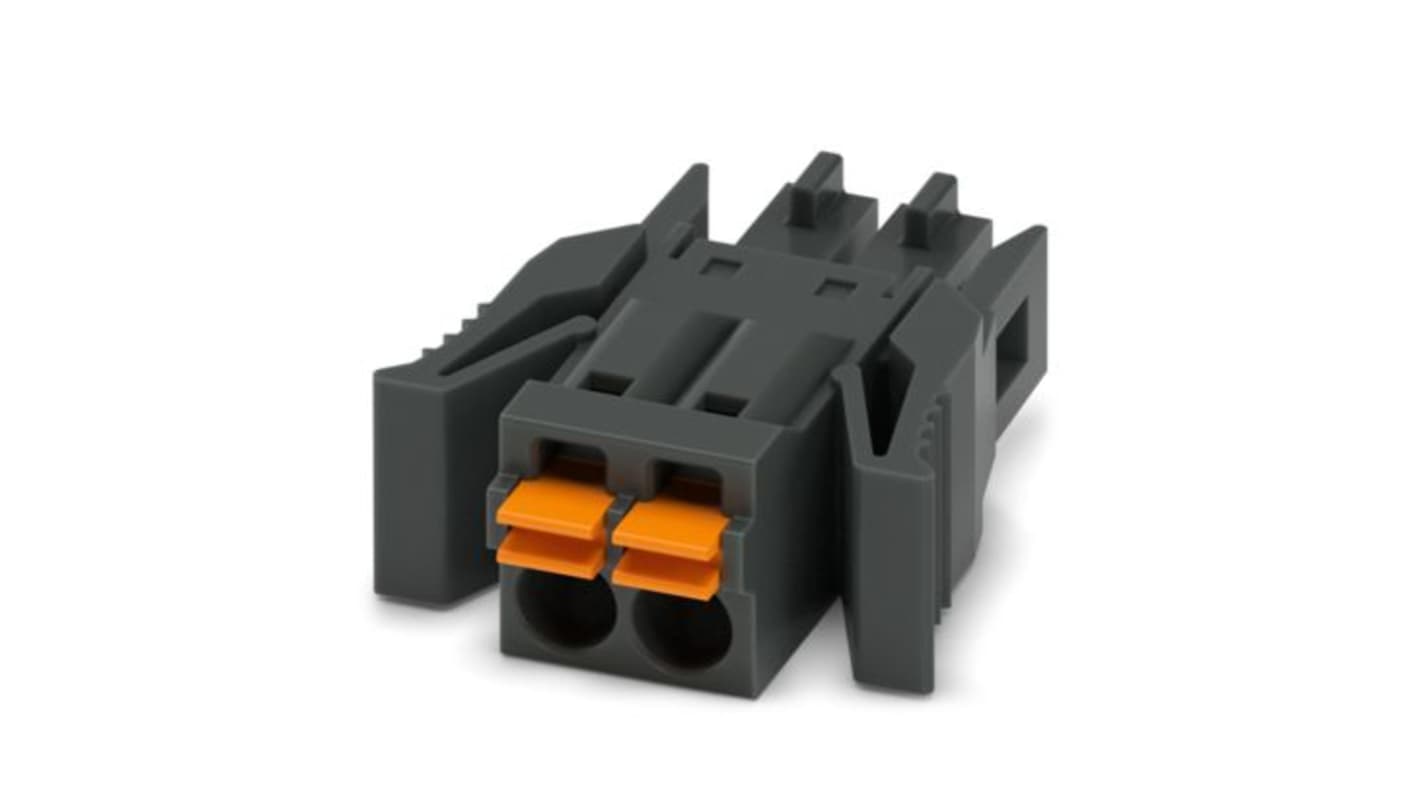 Phoenix Contact, 3.5mm Pitch, 5/..-ST-RF, FMC 1, 2 Way, , Pluggable Terminal Block, Plug, Latching, Push In Spring