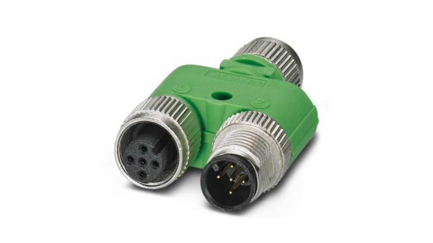 Phoenix Contact Y-Shaped 5 Pole M12 Plug to 5 Pole M12 Socket Adapter
