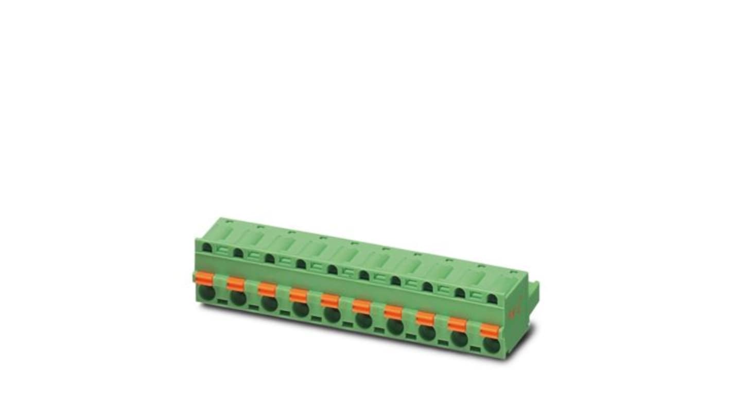 Phoenix Contact, 7.62mm Pitch, 5 HC/..-ST, GFKC 2, 9 Way, , Pluggable Terminal Block, Plug, PCB Mount, Push In Spring