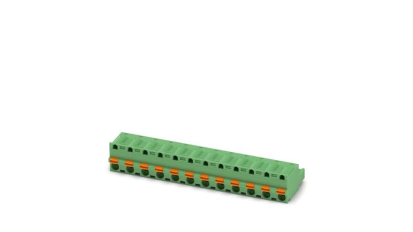 Phoenix Contact, 7.62mm Pitch, 5 HC/..-ST, GFKC 2, 12 Way, , Pluggable Terminal Block, Plug, PCB Mount, Push In Spring