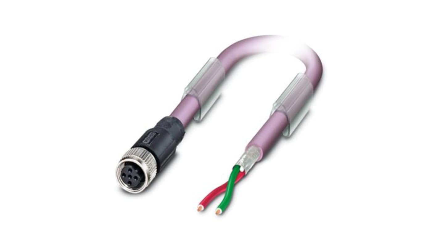 Phoenix Contact SAC Bus Cable, 2 Cores, 0.25 mm², Bus, 5m, Red lilac Polyurethane PUR Sheath, 24