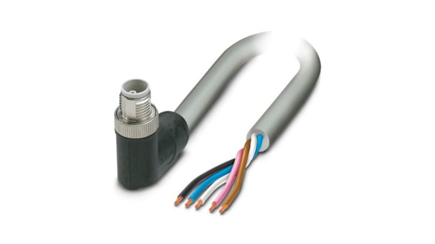 Phoenix Contact SAC 2.5 mm² 5 Core Power Cable, Grey Polyurethane PUR, 1.5m