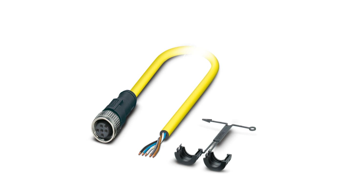Phoenix Contact Straight Female 5 way M12 to Straight Free Ends Actuator/Sensor Cable, 10m