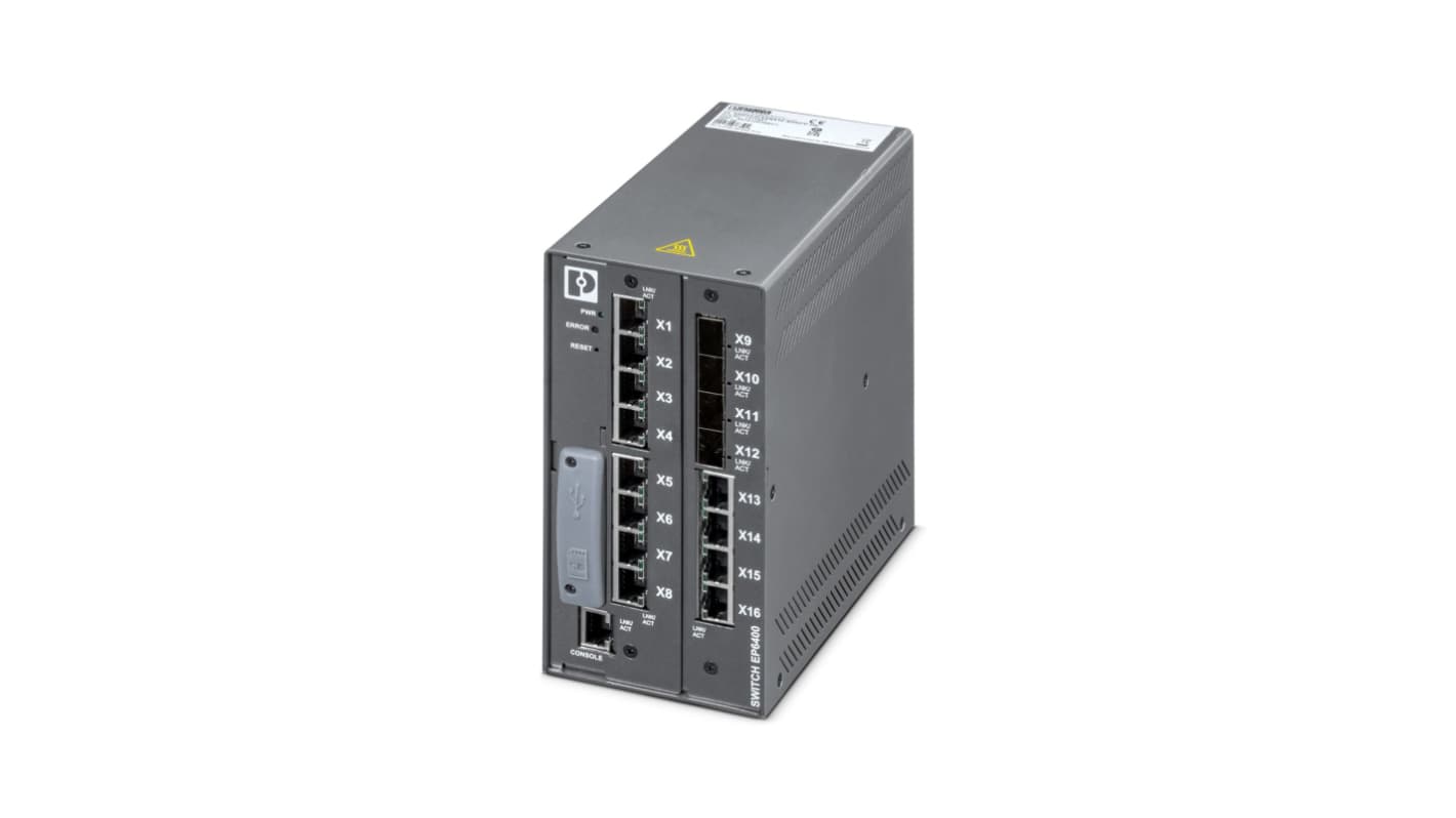 Phoenix Contact 16口管理型以太网交换机, PoE, FL 交换机 EP6412-4GSFP-HV