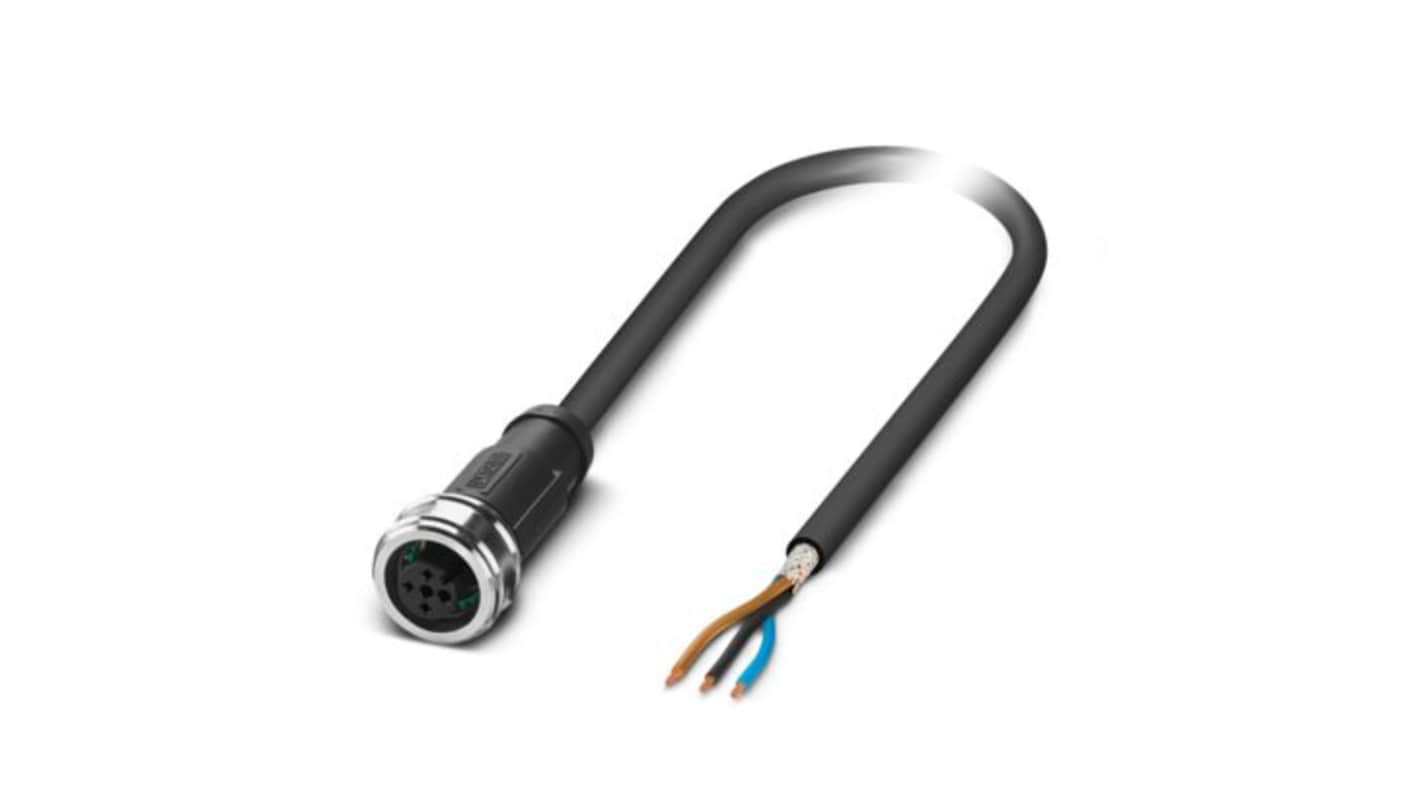 Phoenix Contact Free Ends to Straight Female 3 way M12 Sensor Actuator Cable, 3m