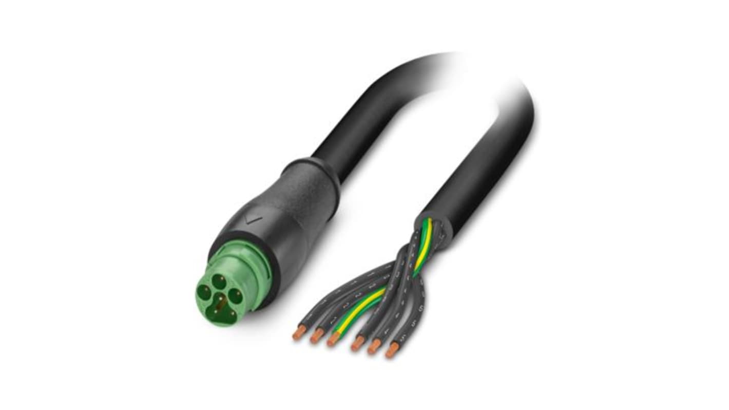 Phoenix Contact SAC 2.5 mm² 6 Core Power Cable, Black Polyurethane PUR, 5m