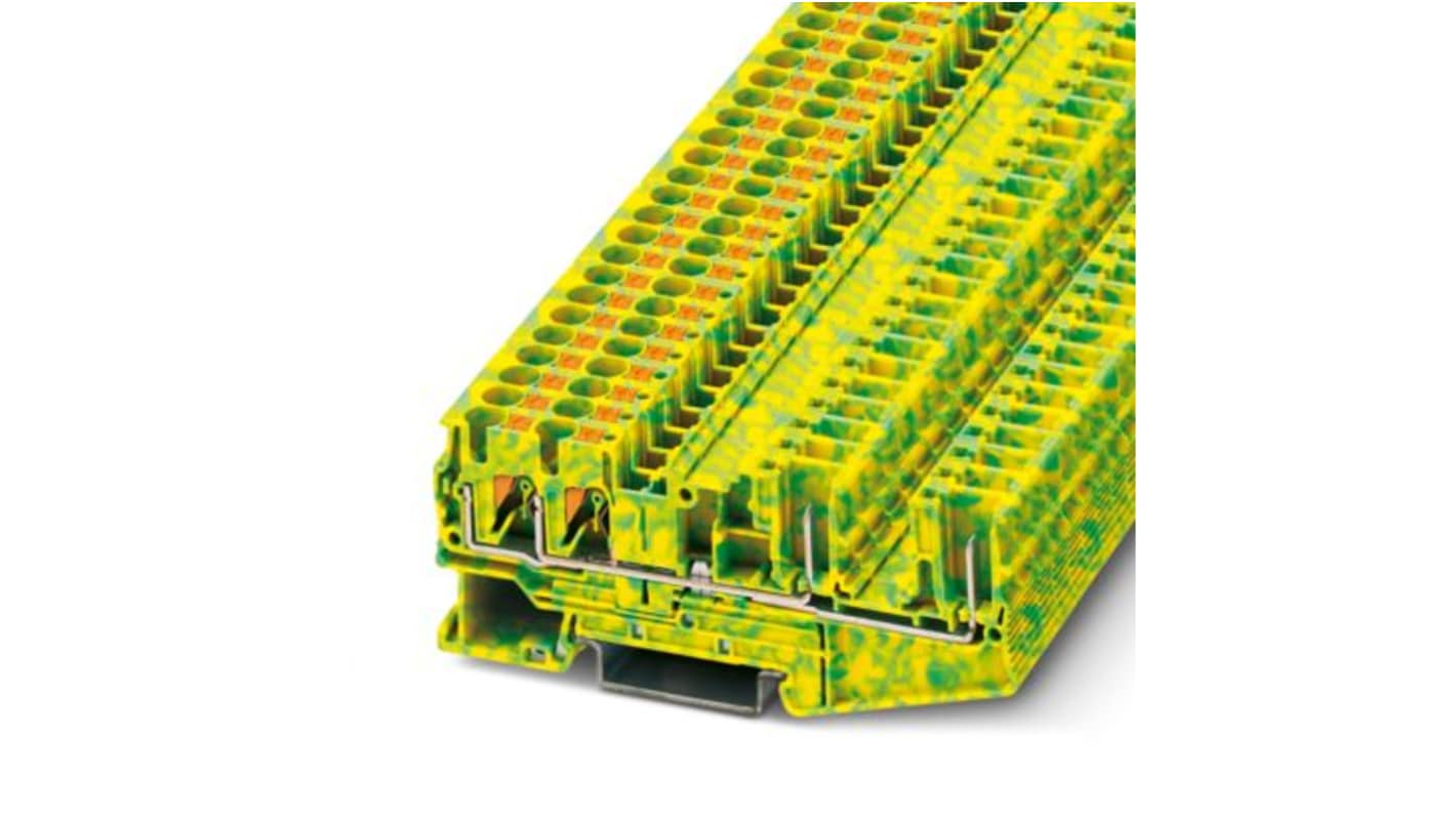 Phoenix Contact 1-Way PT 4-QUATTRO-PE Earth Terminal Block, 0.2 → 6mm², 24 → 10 AWG Wire, Push In,