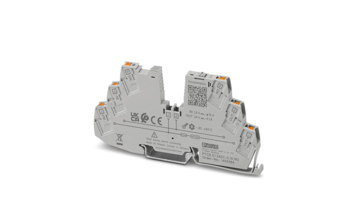 Phoenix Contact PTCB Electronic Circuit Breaker 100mA 24V PTCB E1, 1 channels , DIN Rail
