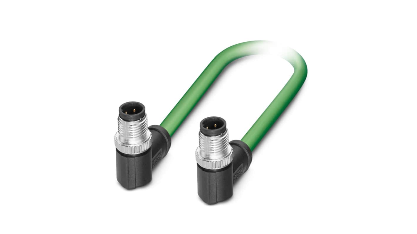 Phoenix Contact1416746, 2m Cat5, Green M12 to Male M12 Male, Shielded Shielded, Terminated Polyurethane Sheath