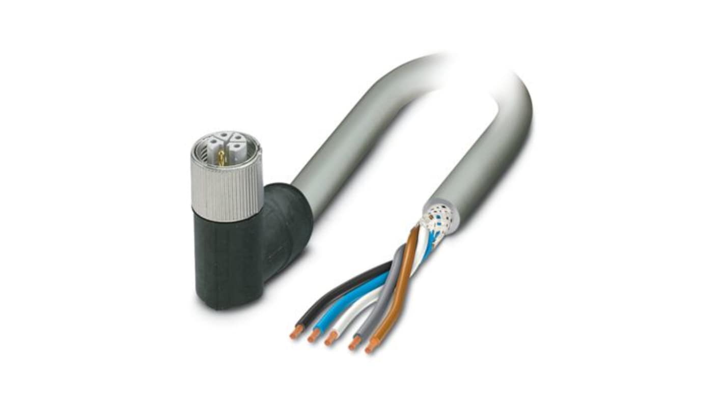 Phoenix Contact SAC 2.5 mm² 5 Core Power Cable, Grey Polyurethane PUR, 5m