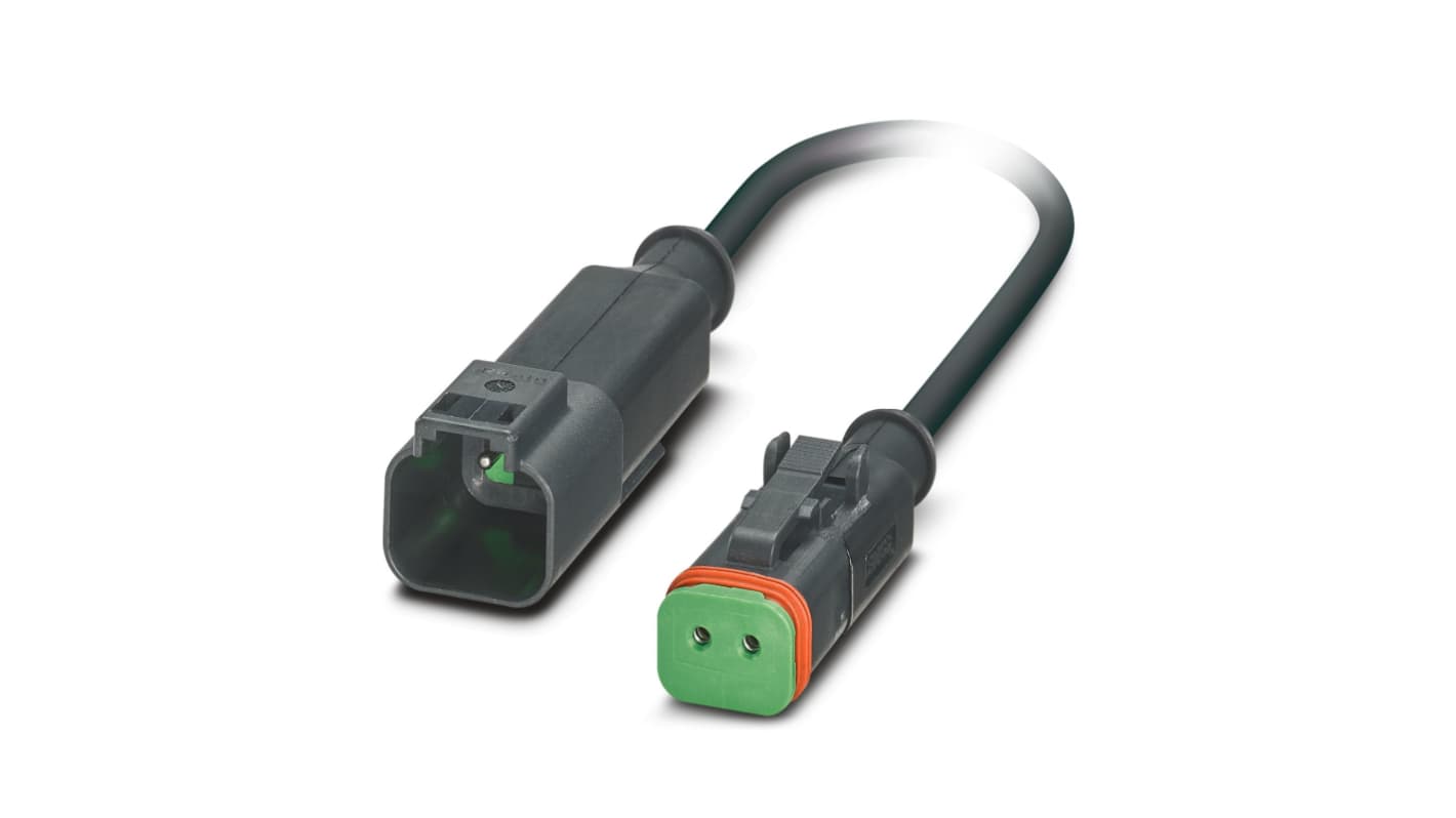 Phoenix Contact Straight Male 2 way Deutsch to Straight Female 2 way Deutsch Sensor Actuator Cable, 300mm