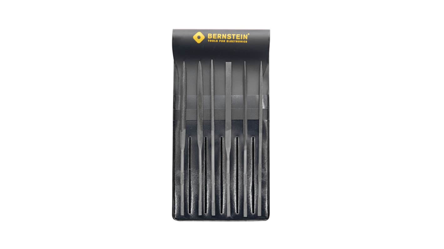 Bernstein 140mm, File Cut, Flat, Half Round, Round, Square, Triangular Needle File Set With Soft-Grip Handle