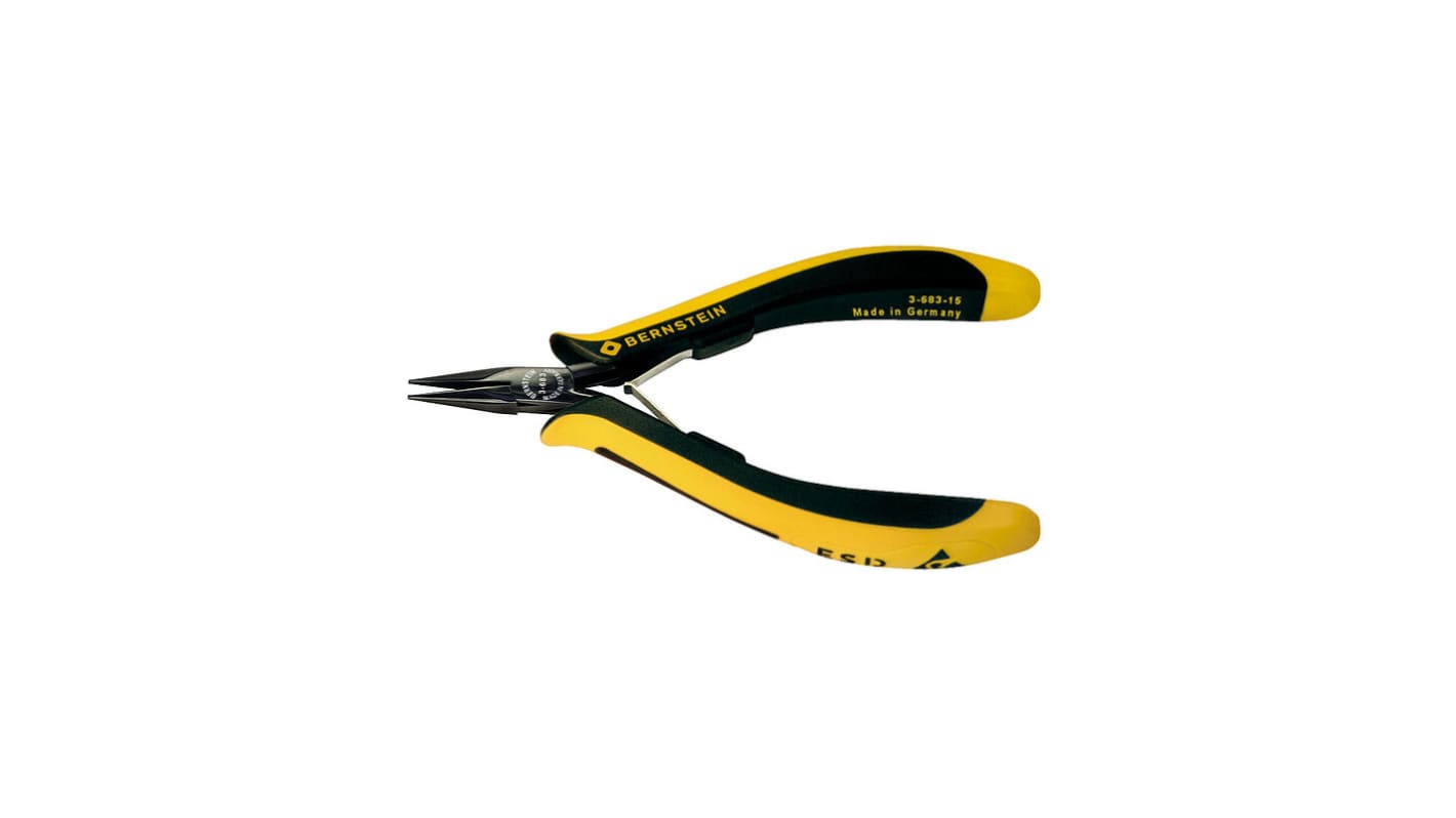 Bernstein 3-683-15 Nose pliers, 130 mm Overall, Pointed, Straight Tip, 23mm Jaw, ESD