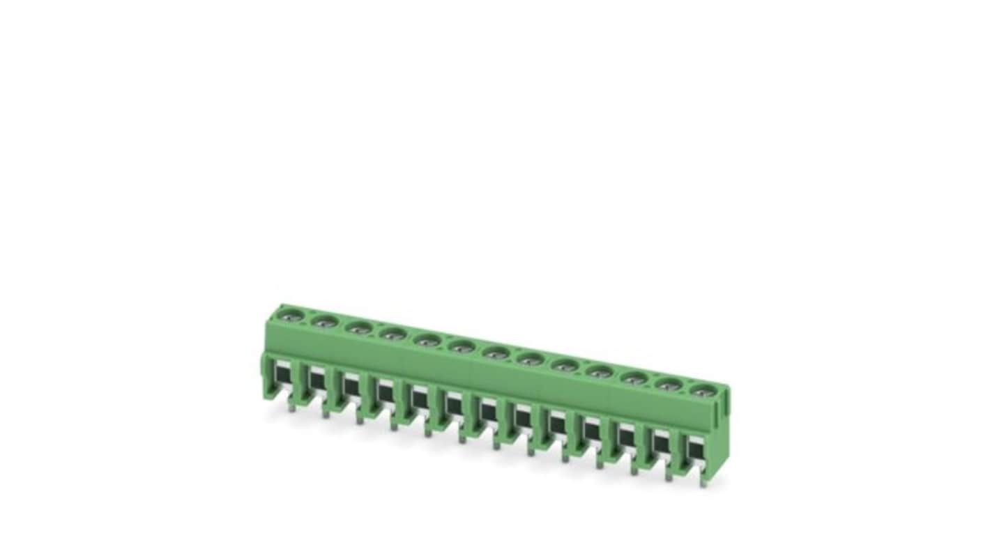 Phoenix Contact PT 1 Series PCB Terminal Block, 13-Contact, 5mm Pitch, Wave Soldering, 1-Row, Screw Termination
