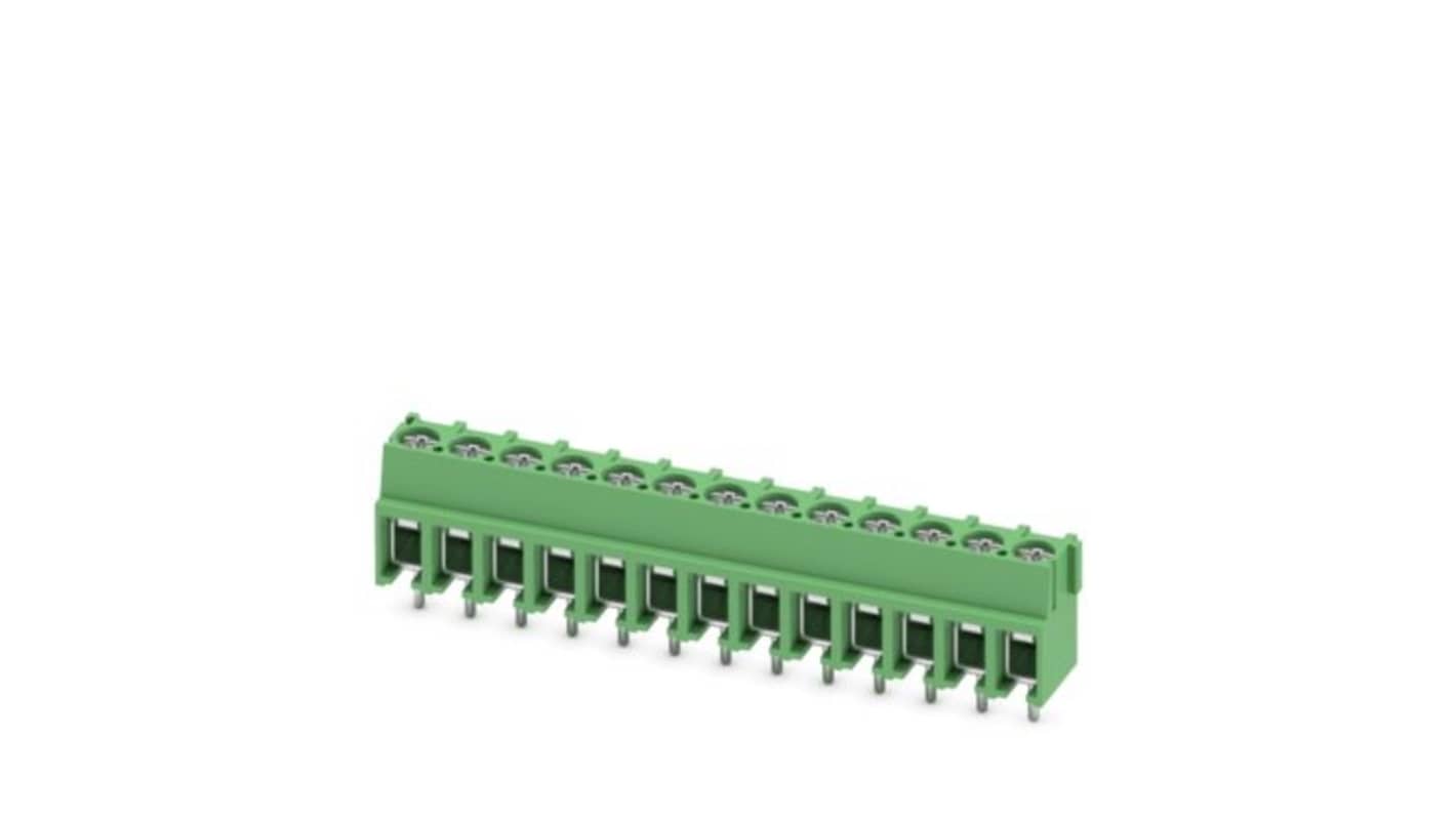 Phoenix Contact PT Series PCB Terminal Block, 13-Contact, 5mm Pitch, Wave Soldering, 1-Row, Screw Termination