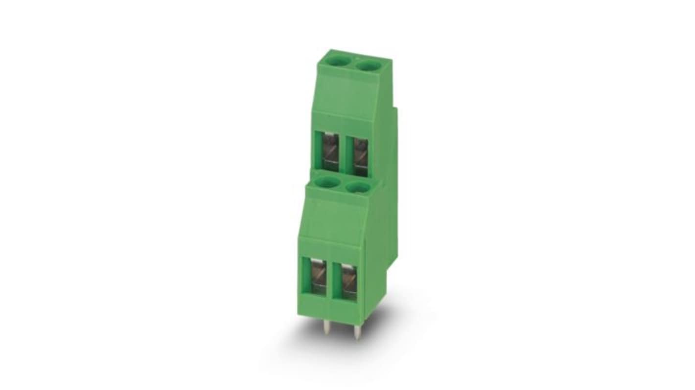 Phoenix Contact MKKDS 3 Series PCB Terminal Block, 8-Contact, 5.08mm Pitch, Wave Soldering, 2-Row, Screw Termination