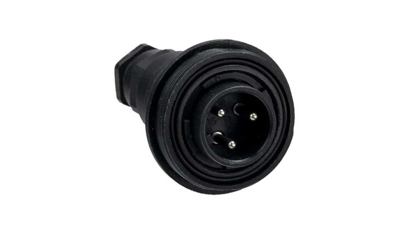 Bulgin Circular Connector, 3 Contacts, In-line, Plug, Male, IP68, IP69K, Standard Buccaneer Series