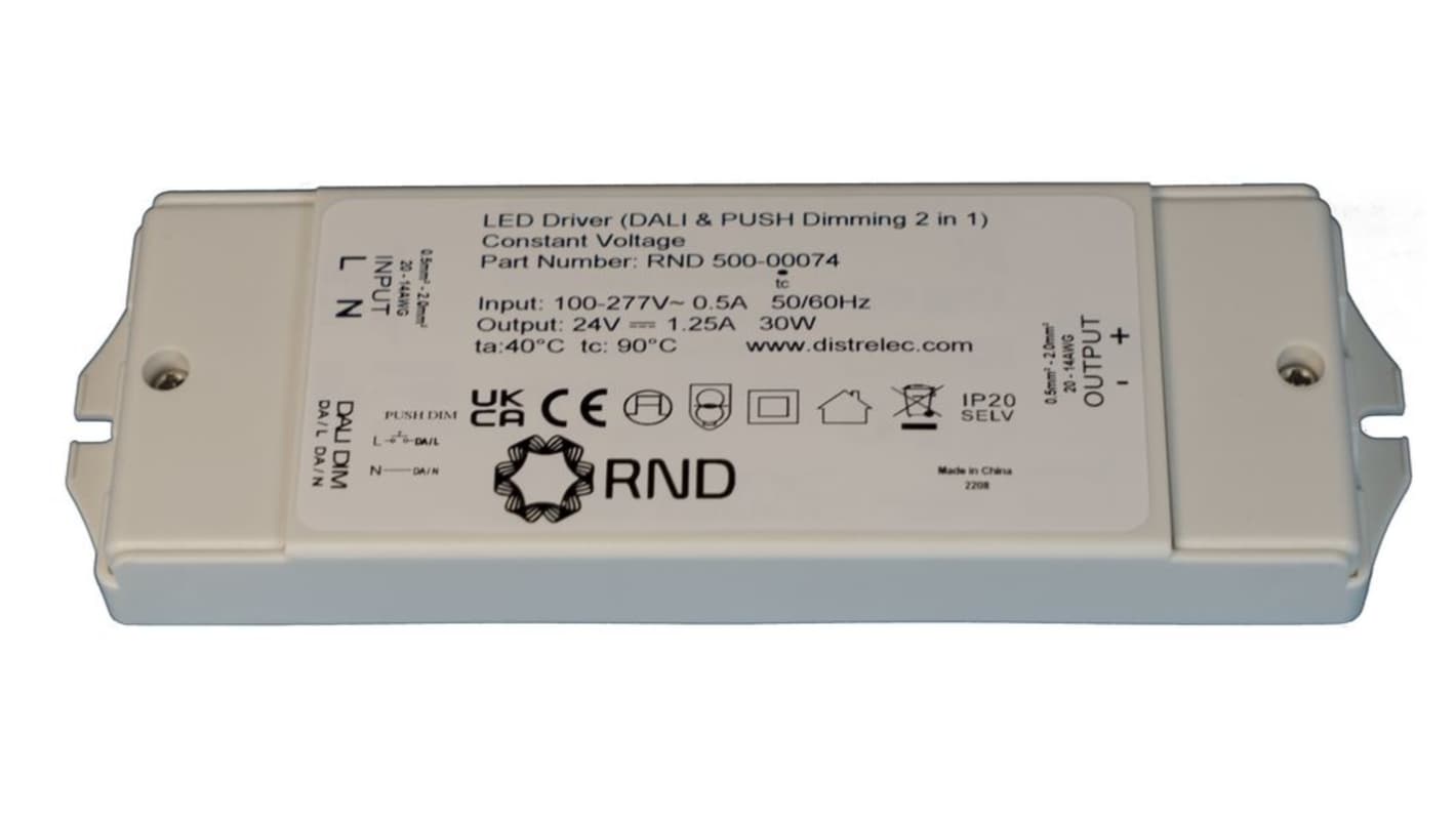RND 30W LED驱动电源, 输出24V 1.25A, 可调光