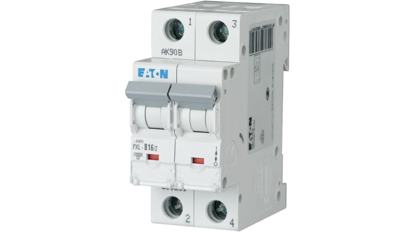 Eaton xPole PXL, S200 MCB, 2P, 16A Curve B, 400V AC, 48V DC, 10 kA Breaking Capacity
